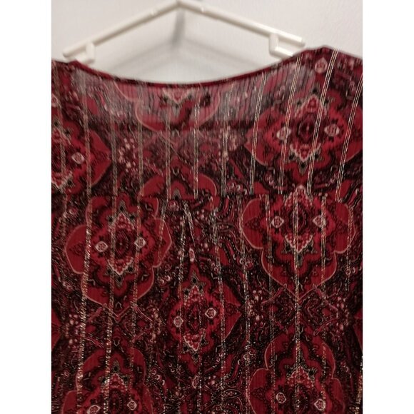 Maurices Womens Blouse Top Size XXL Burgundy Floral Flare Sleeve BOHO Peasant - Picture 9 of 9